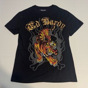 NWOT Ed Hardy Y2K Crawling Tiger Graphic black t-shirt rhinestone small